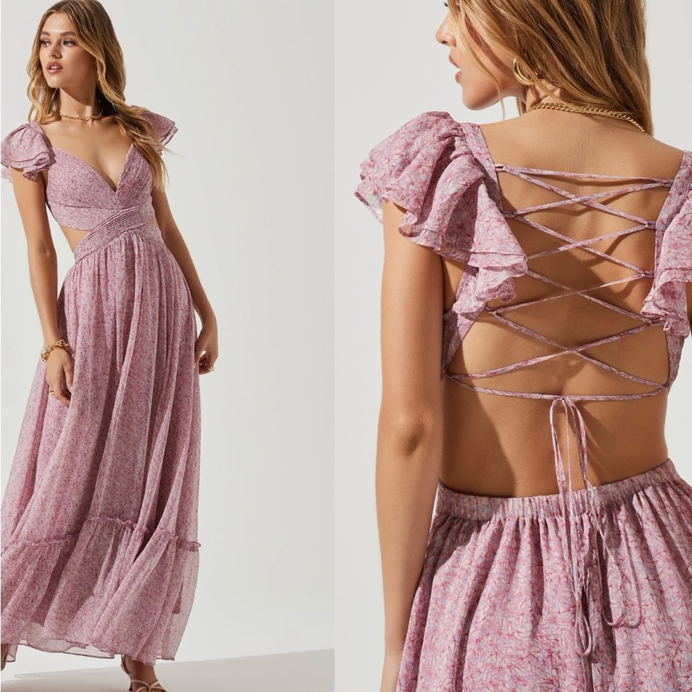 ASTR The Label Primrose Floral Strappy Back Maxi Dress | Dark Fushia Multi